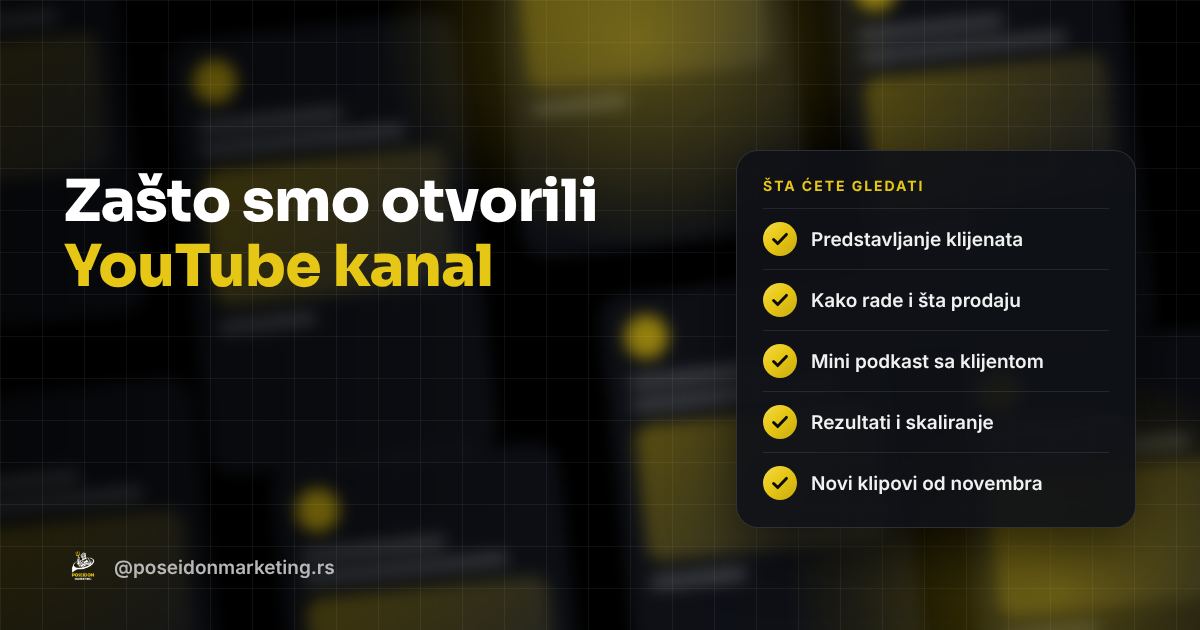 Zašto smo otvorili YouTube kanal i šta ćete na njemu gledati